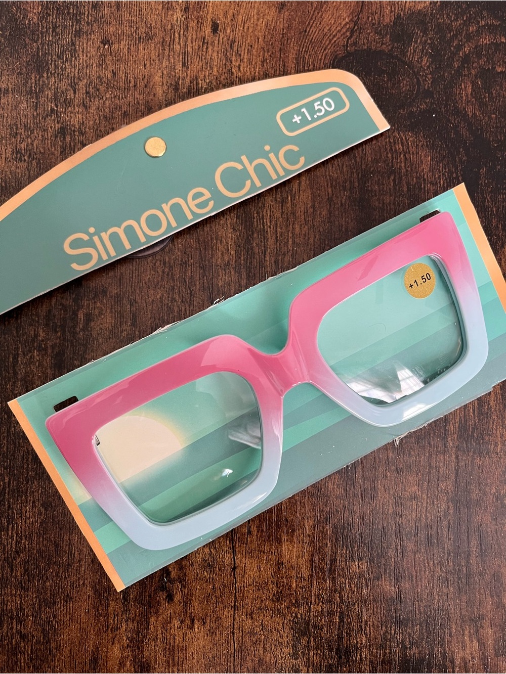 Whimsicore Pink Blue Ombré Reading Glasses Readers +1.50 Square Quirky